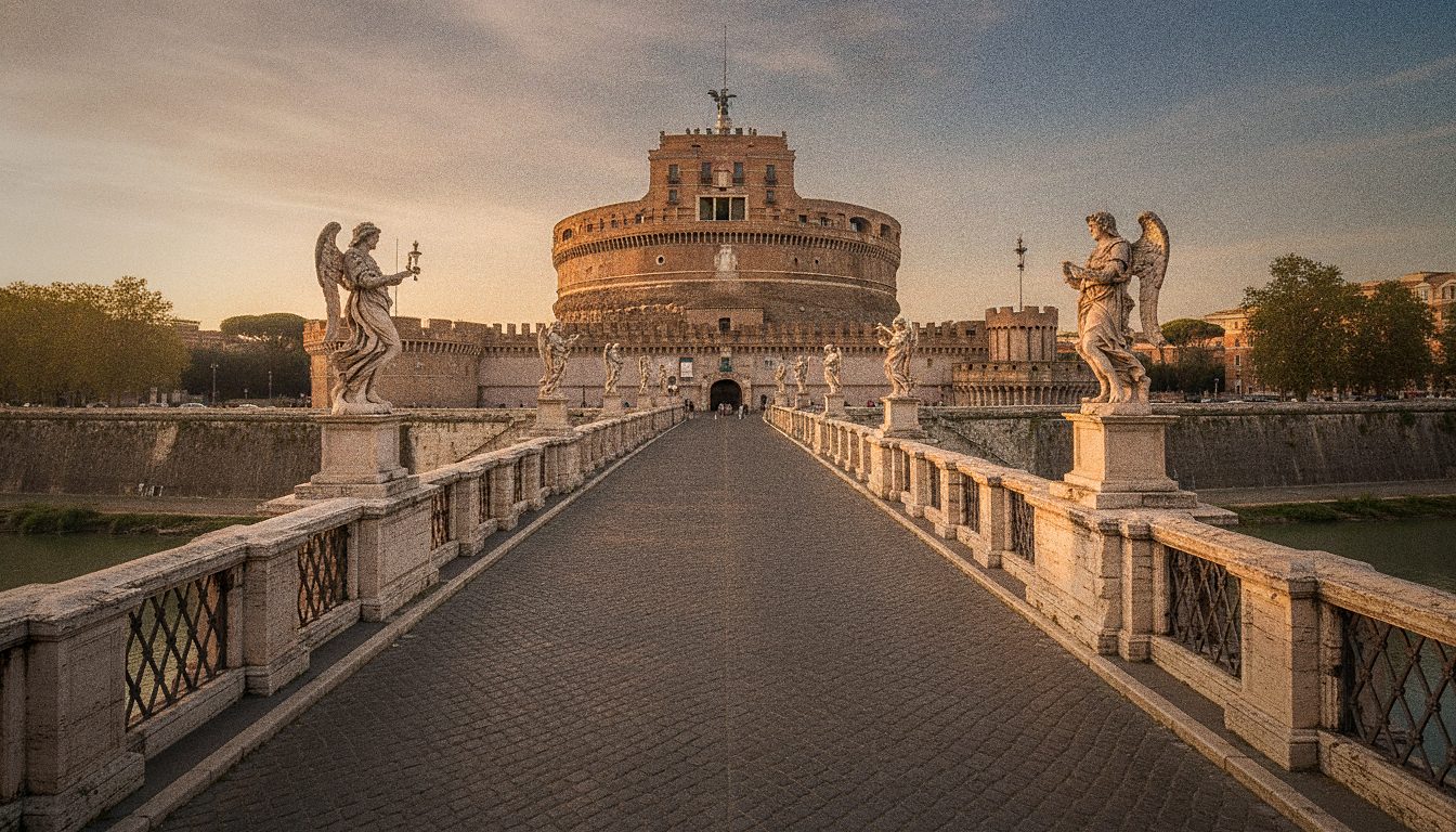 El puente de los ángeles y la entrada al Castillo de Sant'Angelo al final del paseo